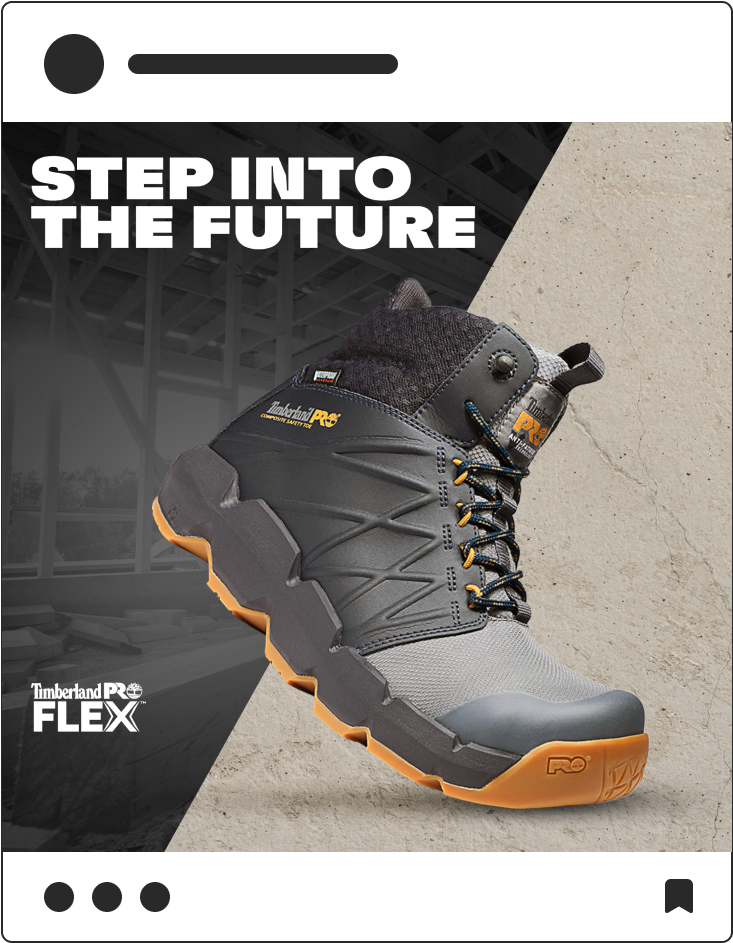 Social media post with Timberland Pro boot flexing