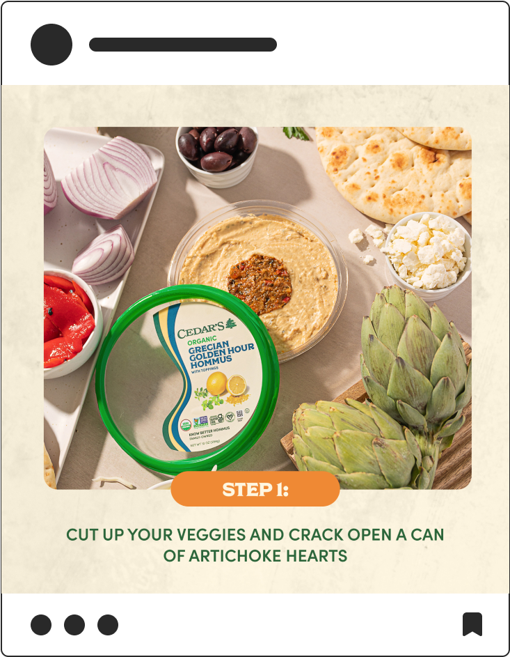 Cedar's social media post for Recipe Step 1