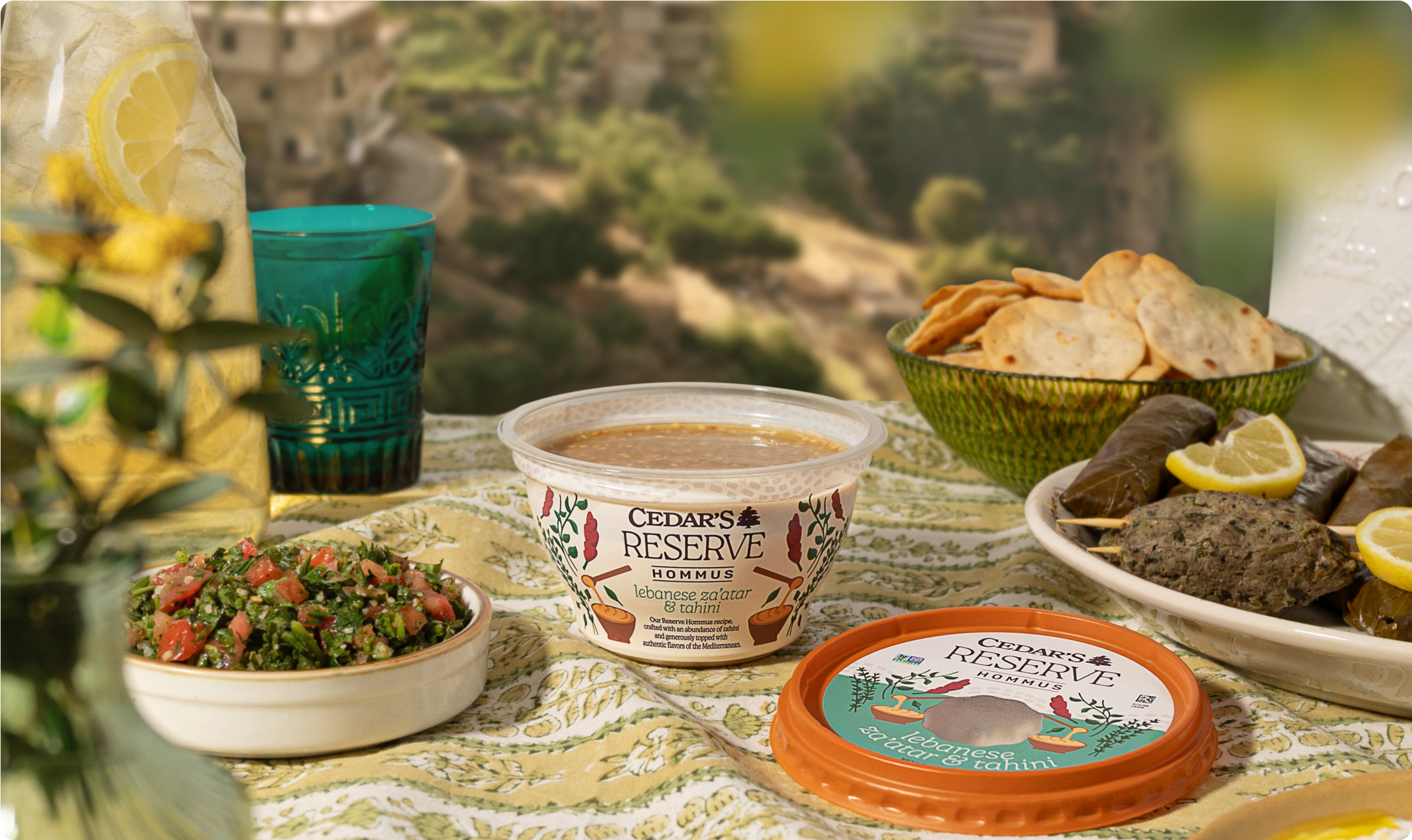 Cedar's Reserve Hommus Lebanese Za'atar and Tahini Tablescape